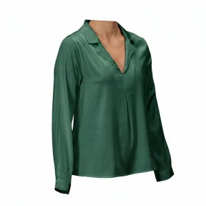 Women’s Silk/Satin Long Sleeve Blouse - Style_052