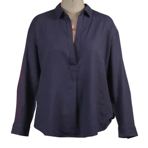 Navy Satin Blouse - Style_080